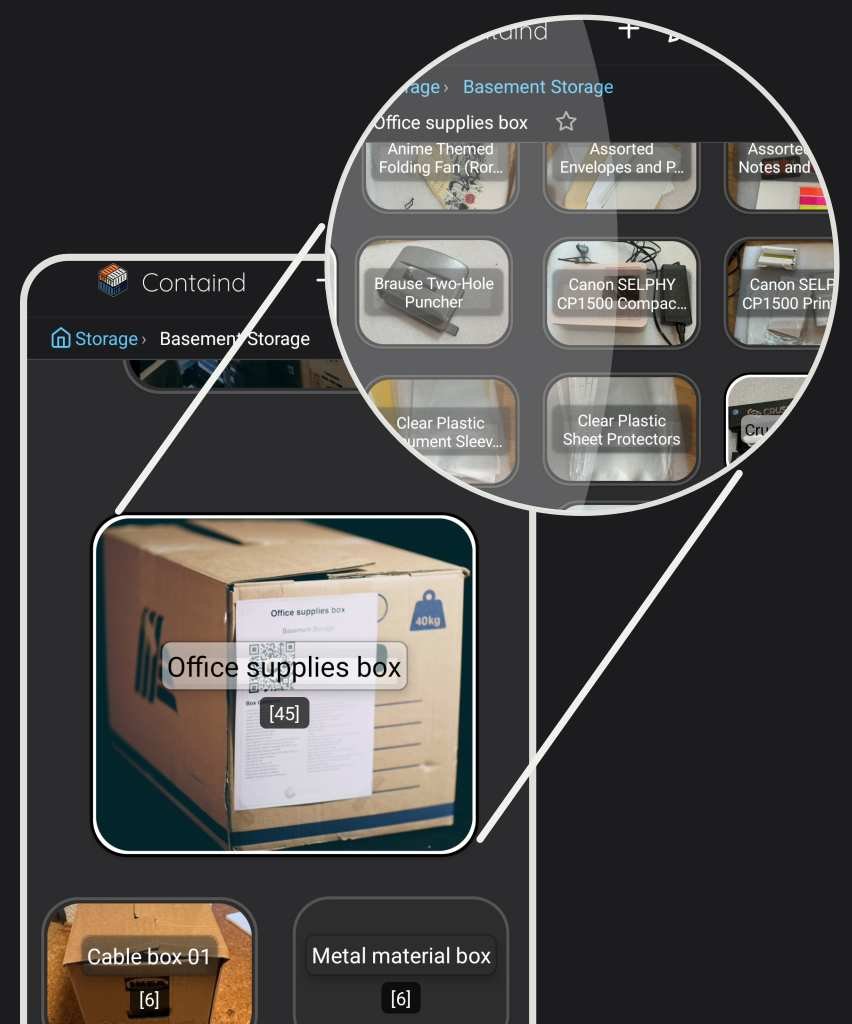 QRコードをスキャンして、リンクされたコンテナをContaindで直接開いている画面