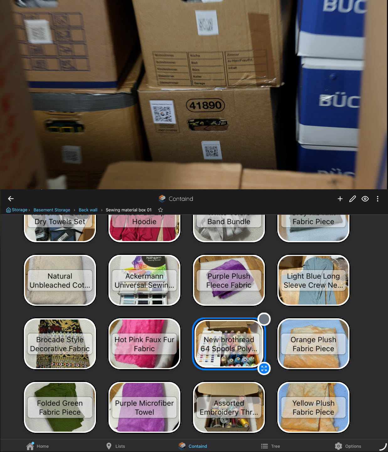 Closed storage box next to a matching Containd canvas on a device